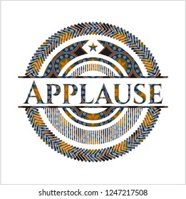 Applause arabic badge background. Arabesque decoration.