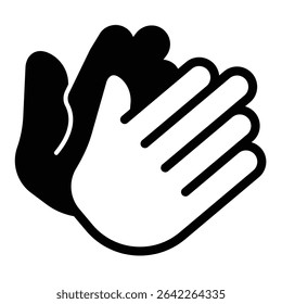 Applause of both hands solid icon, success of performance concept. Vector graphics. Hand palms claps, applause sign on white background, style mobile or design