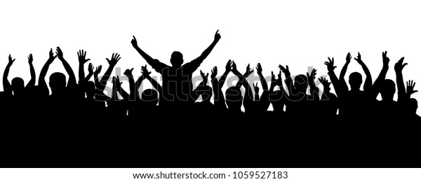 拍手喝采明るい群衆シルエット コンサート パーティー おかしな応援 スポーツファン 分離型ベクター画像 のベクター画像素材 ロイヤリティフリー