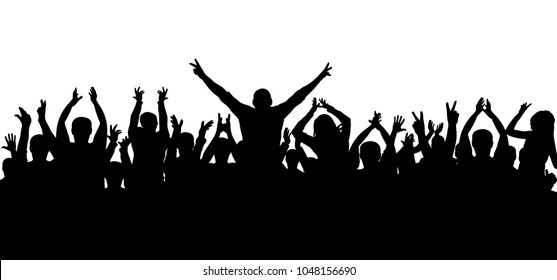 Applause, cheerful crowd, silhouette vector