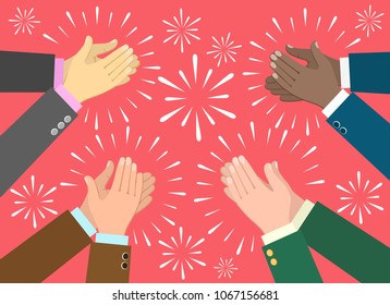 Applause. Clap hands ovation vector illustration, business recognition, congratulation and appreciation concept