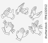 Applause clapping hands set. Congratulation, two hands. Linear design vector