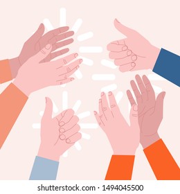 Applause concept. Hands clap and show thumbs up. Idea of appreciation and ovation. Isolated flat illustration vector