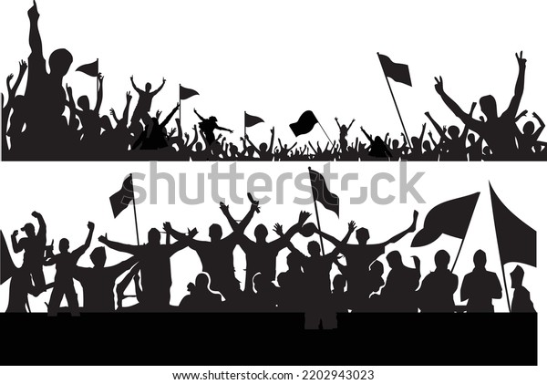 Applause Crowd Silhouette Cheerful People Sports Stock Vector (Royalty ...