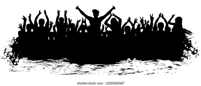 Applause crowd silhouette. People applauding