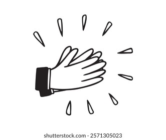 Applause doodle icon, Clapping their hands, applause hand drawn isolated on white background. . Vector illustration