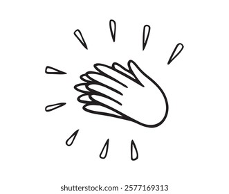 Applause doodle icon, Clapping their hands, applause hand drawn isolated on white background. . Vector illustration