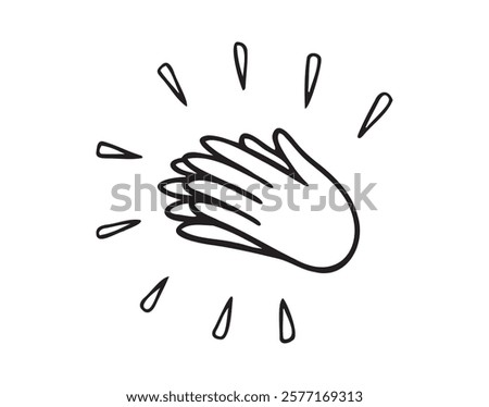 Applause doodle icon, Clapping their hands, applause hand drawn isolated on white background. . Vector illustration