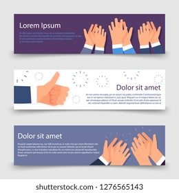 Applause flat banners template with clapping hands