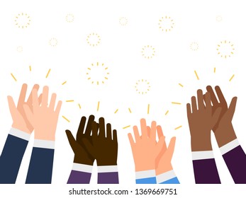 Applause flat illustration. International people hands clapping vector concept