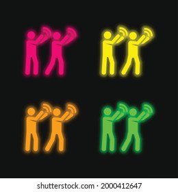 Applause four color glowing neon vector icon