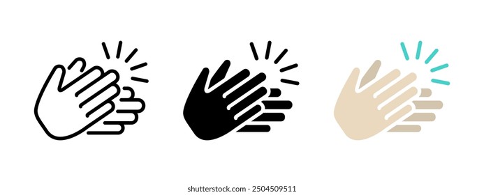 Applause gesture icon. Clap hands symbol. Congratulation or cheering isolated concept. High five 5 vector illustration. Clapping hand cheer sign.