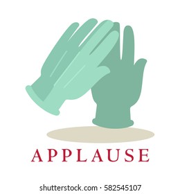 Applause gloves icon silhouette isolated on white background. Bravo logo. Audience approval symbol of clapping hands. Vector illustration of congratulations sign in theatres, cinemas, concert halls