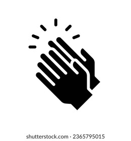 Applause glyph icon. Clapping Hands Cheers slap. Celebration hand gesture. Audience slam. Applauding or ovation applause gesture making noise. Vector illustration. Design on white background. EPS 10