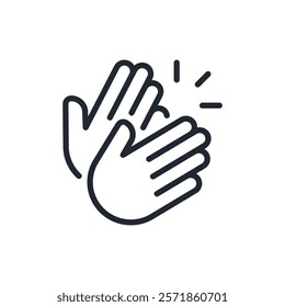 Applause and hand clap editable stroke outline icon isolated on white background flat vector illustration. Pixel perfect. 64 x 64