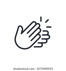 Applause and hand clap editable stroke outline icon isolated on white background flat vector illustration. Pixel perfect. 64 x 64.