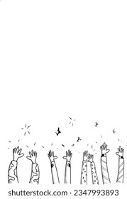 Applause hand clapping sketch doodle style outline vector illustration 