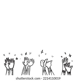 Applaus Handziehen, Doodle klatschen Ovation. Daumen nach oben Geste einzeln auf weißem Hintergrund, Vektorgrafik.