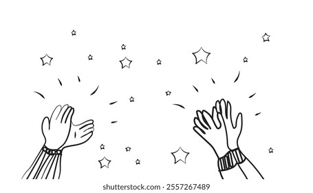 Applause hand draw, doodle clapping ovation. thumb vector illustration design background