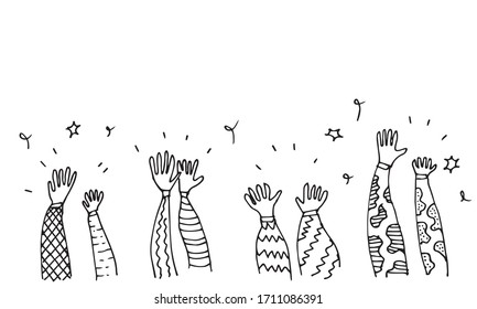 Applause hand draw on white background.vector illustration.