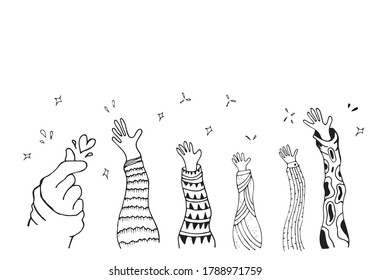 Applause hand draw on white background.vector illustration.