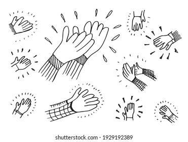 Applause hand draw on white background.vector illustration.