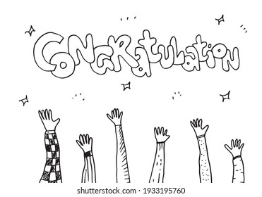 Applause hand draw on white background with congratulation text.vector illustration.