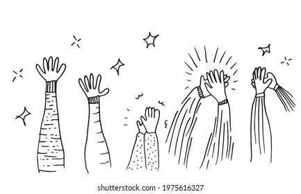 Applause hand draw on white background.vector illustration.