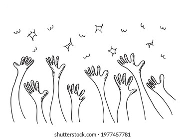 Applause hand draw on white background.vector illustration.