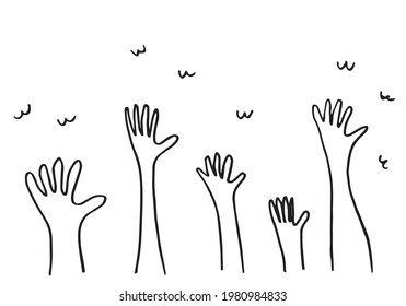 Applause hand draw on white background.vector illustration.