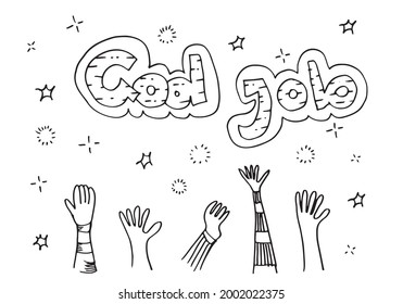 Applause hand draw on white background with good job text.vector illustration.