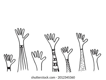 Dibujo manual de aplausos en fondo blanco.ilustración vectorial.