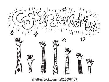 Applause hand draw on white background with congratulation text.vector illustration.