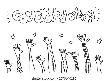 Applause hand draw on white background with congratulation text.vector illustration.