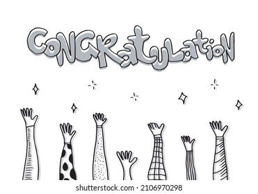 Applause hand draw on white background with congratulation text.vector illustration.