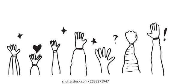 Applause hand draw on white background.vector illustration.