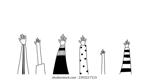 Applause hand draw on white background. Vector illustration.