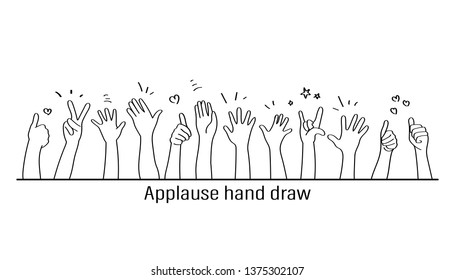 Applause hand draw, vector illustration on white background. Doodle