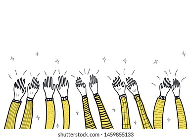 Applause hand draw, vector illustration on white background.