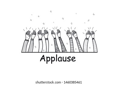 Applause hand draw, vector illustration on white background.