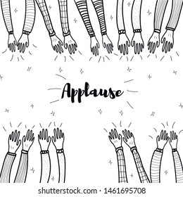 Applause hand draw, vector illustration on white background.