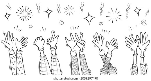 Aplausos dibujar a mano. Ilustración vectorial.