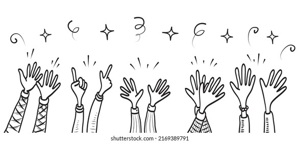 Aplausos dibujar a mano. Ilustración vectorial.