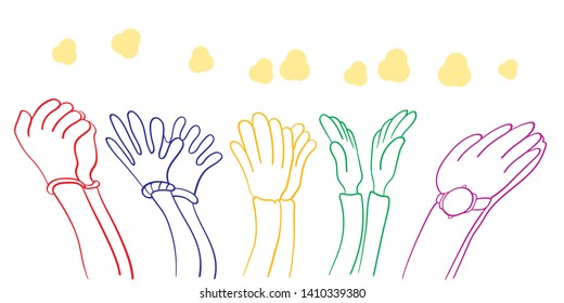 applause hand drawn. Human hands clapping. vector illustration