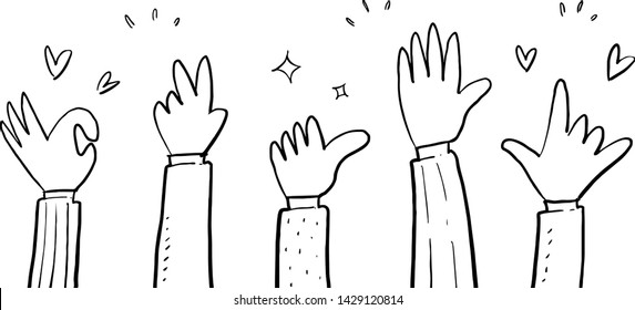 applause hand drawn white background