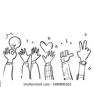applause hand drawn white background