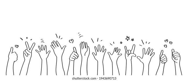 Applause hand drawn white background. Vector illustration.