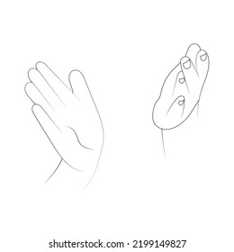 Applause hands cartoon sketch vector illustration.