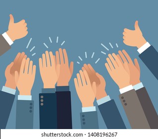 Applause. Hands clapping applause gestures, congratulation audience appreciation success greeting approve flat vector applauding concept