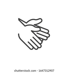 Applause hands gesture line icon. linear style sign for mobile concept and web design. Clapping hands outline vector icon. Symbol, logo illustration. Vector graphics